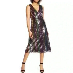 Halogen X Atlantic Pacific Women’s Multi Color Sequin Dress Size Medium